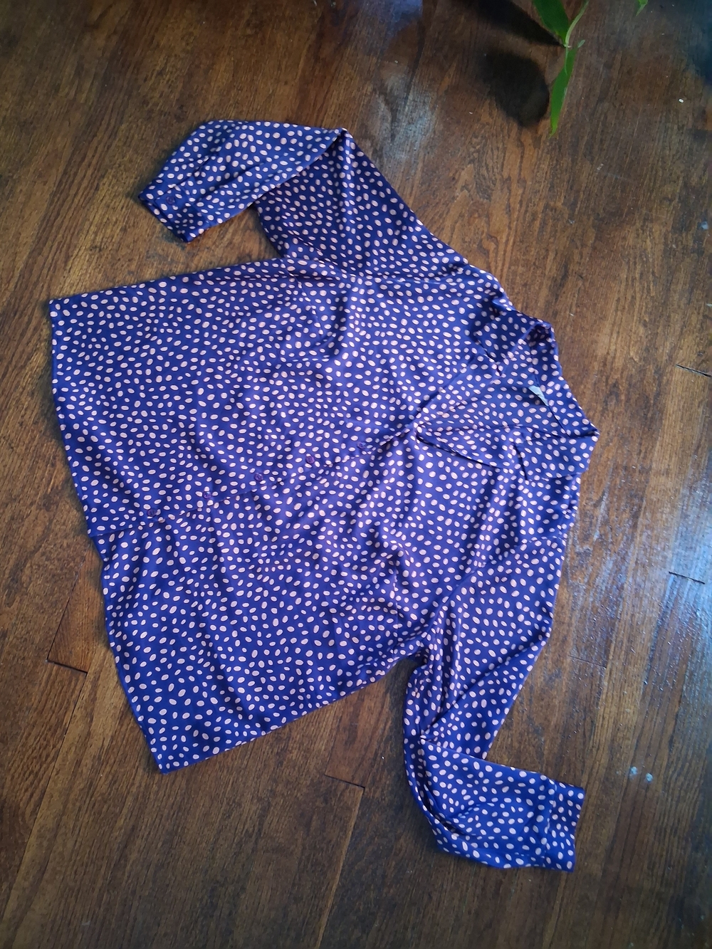 W16 ASOS Purple Blouse with Pink Polka Dots